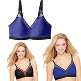 Hanes Constant Comfort -Convertible Straps - Unlined - Wire Free - Assorted Colors Black With Hot Pink UPC # 0-19585-77470-1 , Blue With Black Trim  UPC # 0-19585-77265-3 Cozy All Day Bra Assorted Sizes (XL/S)